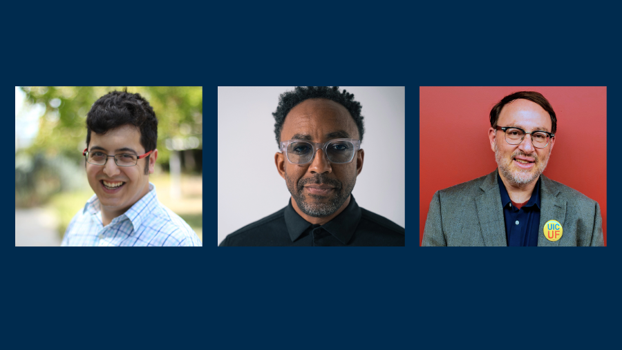 portraits of three men